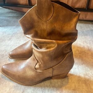 Brown Slouchy Leather Boots
